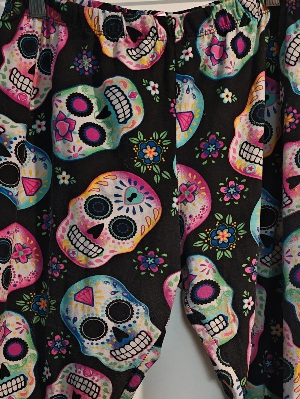 Sugar Skull Leggings Print Leggings Size Large Like New